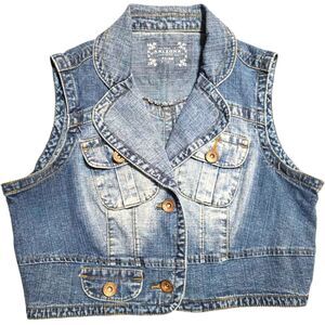 Vintage Arizona Jean Co. Cropped Denim Vest Size XL Y2K Cowgirl Punk Retro Boho